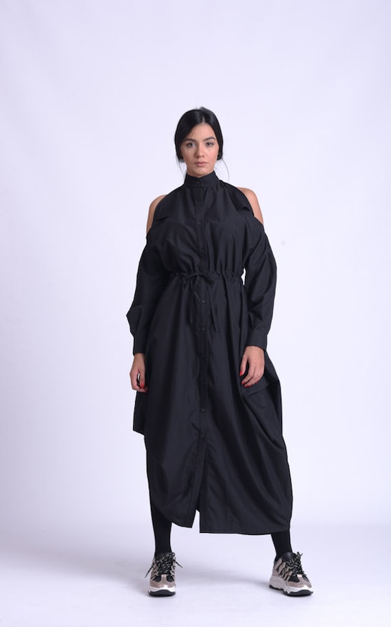 Extravagant Loose Shirt Dress/black Naked Shoulder Dress/asymmetric Tunic Dress/adjustable Waist Loose Dress/black Maxi Dress METD0159 - Etsy Extravagant Loose Shirt Dress/black Naked Shoulder Dress/asymmetric Tunic Dress/adjustable Waist Loose Dress/black Maxi Dress METD0159 - Etsy