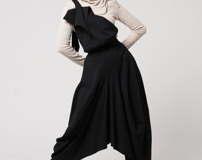 Asymmetrical Skirt / Long Formal Skirt / Steampunk Skirt / Long Black Skirt / Formal Maxi  METSk0014 Skirt