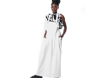 White Denim Wide-Leg Jumpsuit - Capsule Wardrobe Essential METJ0033