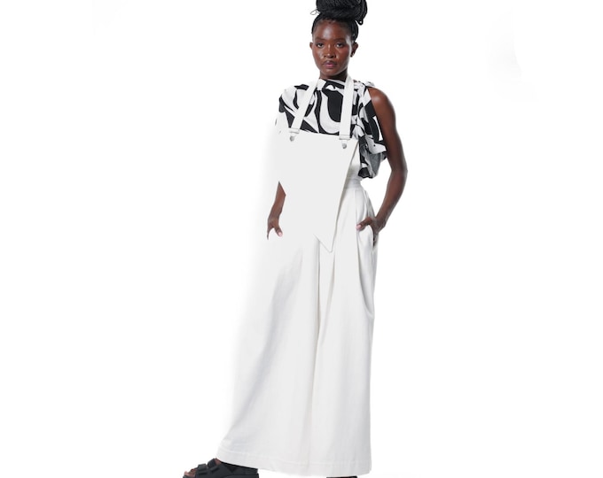 White Denim Wide-Leg Jumpsuit - Capsule Wardrobe Essential METJ0033