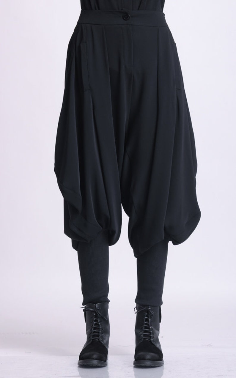 black drop crotch pants