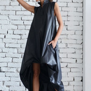 Maxi Black Dress/Black Maxi Dress/Asymmetric Dress/Extravagant Oversize Tunic/Short Long Dress/Sleeveless Black Dress/Black Tunic Dress image 6