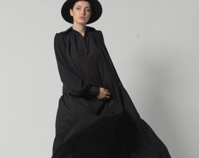 Bohemian Maxi Dress / Plus Size Maxi Dress with Sleeves / Oversize Dress / Kaftan Maxi Dress