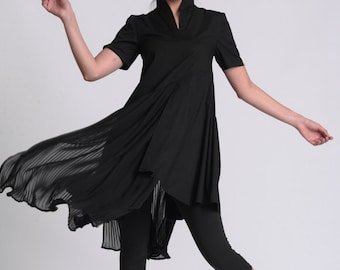 Black Pleated Shirt Dress by METAMORPHOZA