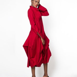Red Cocktail Dress with Long Sleeves