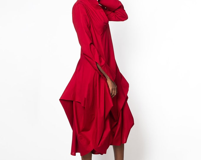 Red Cocktail Dress with Long Sleeves