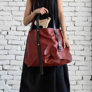 Red Maxi Bag / off Shoulder Bag / Cross Body Bag / Genuine Leather Bag ...