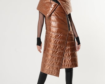 Puffy Vest / Puffer Vest / Sleeveless Coat / Long Hooded Vest / Long Vest Women / Oversized Vest / Shiny Vest / Winter Vest METC0116