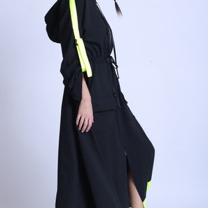 Plus Size Neon Accent Dress/extravagant Oversize Coat/black - Etsy