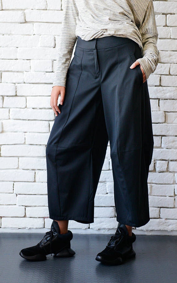 Wide Leg Pants, High Waisted Pants, Black Pants, Capri Pants