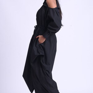 Extravagant Loose Shirt Dress/black Naked Shoulder - Etsy