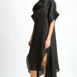 Oversize Black Linen Dress/plus Size Maxi Dress/casual Tunic - Etsy