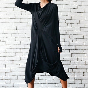 Kaftan Maxi Dress / Bohemian Maxi Dress / Cotton Loose Dress / Boho Maternity Dress / Thumb Hole / Asymmetrical Dress