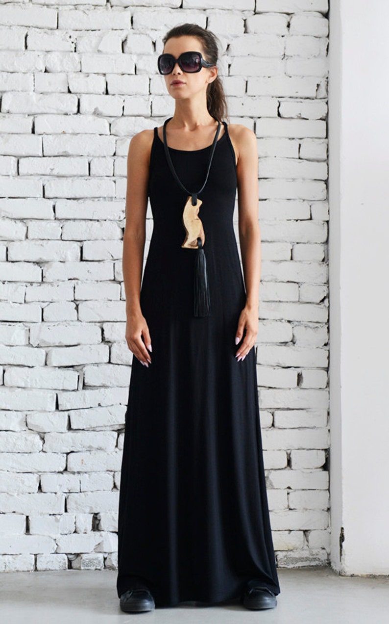 Long Dress Elegant / Open Back Maxi Dress / Black Dress / Boho Dress / Naked Back Dress / Black Bridesmaid Dress / Metamorphoza image 6