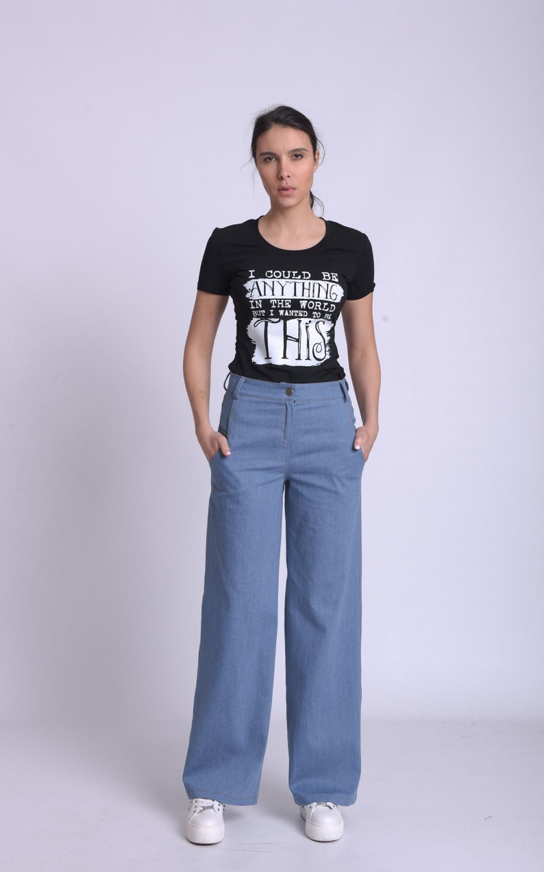 Long Denim Flare Pants by METAMORPHOZA