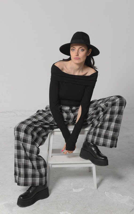 Womens Plaid Pants / Checkered Pants / Plaid Trousers / Wide - Etsy