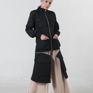 Avant Garde Clothing / Womens Jacket / Long Jacket Black / Long Trench Coat / Extravagant Coat / Street Style / Cyberpunk Clothing METC0106