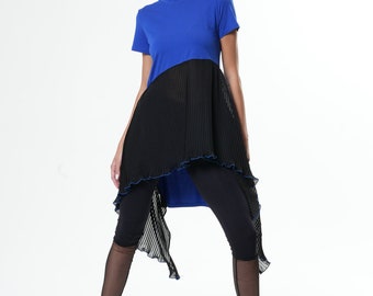 Pleated Top / See Through Top / Sheer Tunic / See Through Blouse / Asymmetric Tunic METT0223
