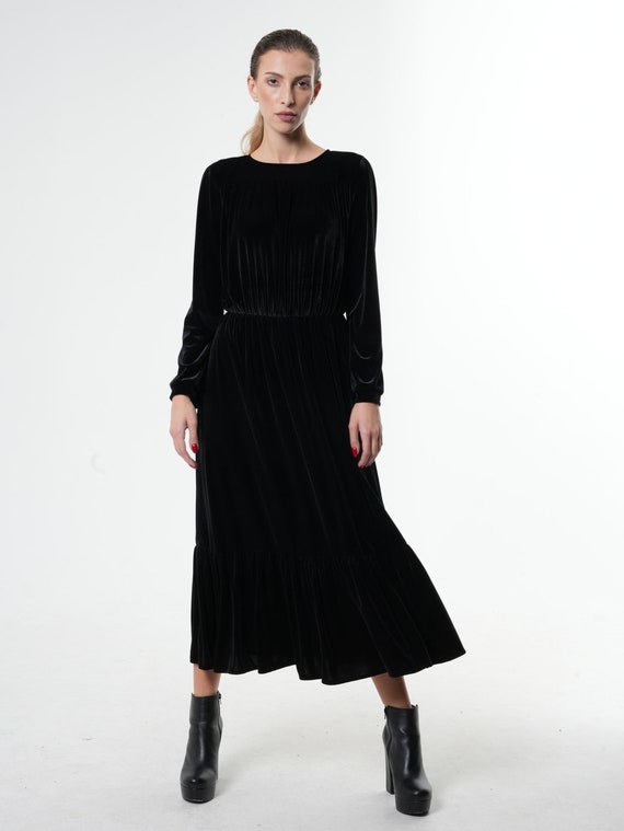 black holiday dress women Holiday Velvet Lace Midi Dress Medium main image 1