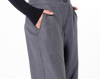 Wide Leg Grey Pants/long Maxi Pants/office Long Pants
