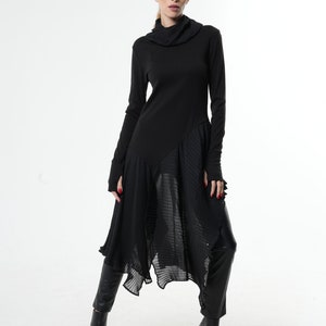 Chiffon Tunic / Turtleneck Tunic / Long Sleeve Tunic / Black Tunic Top / Sheer Tunic / Goth Tunic / Futuristic Clothing image 2