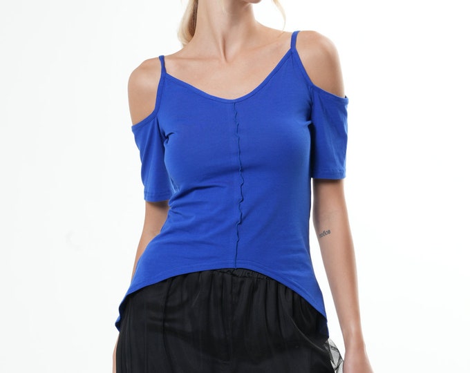 Open Shoulder Top / Asymmetrical Tunic / Cut Out Top / Backless Top / Techwear Top METT0244