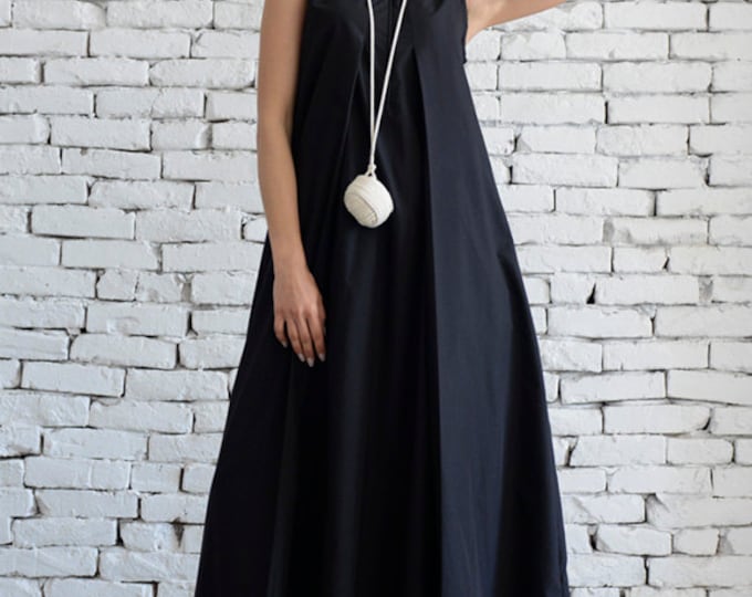 Plus Size Maxi Dress/Loose Kaftan/Casual Sleeveless Dress/Front Zipper Black Dress/Oversize Tunic/No Sleeve Cotton Dress/Everyday Dress