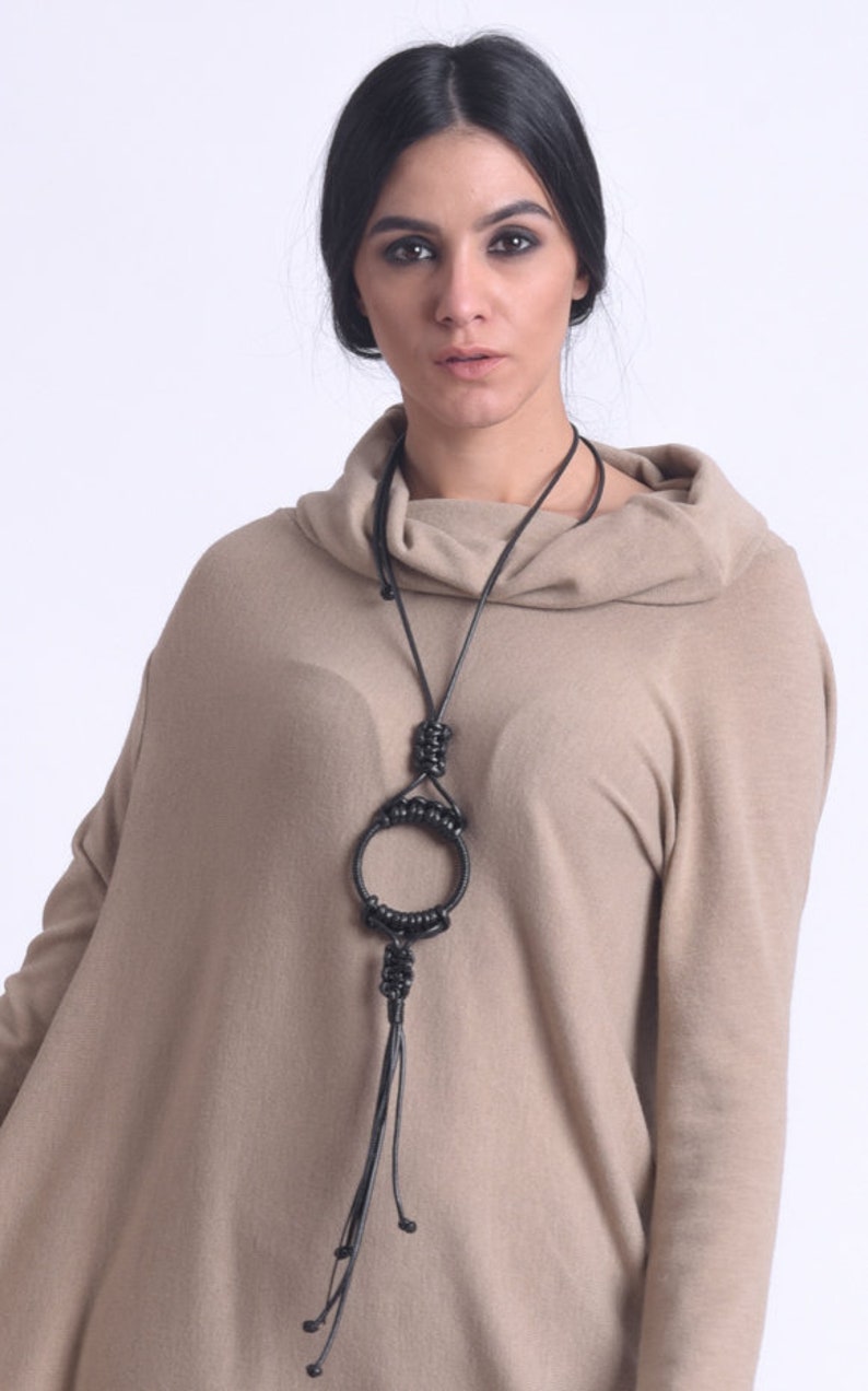 Braided Rope Necklace/black Neck Jewelry/extravagant Circle Etsy