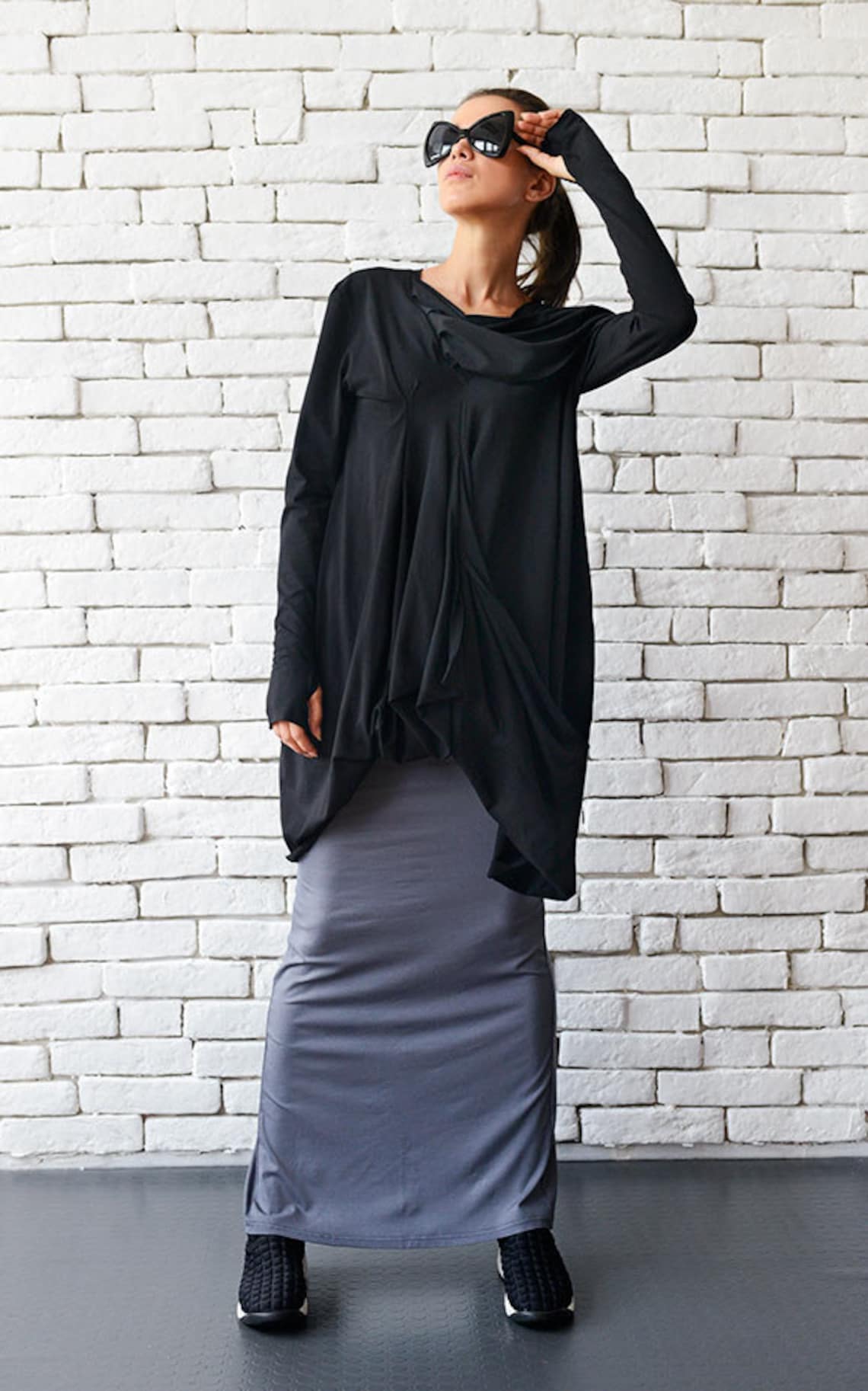 Women's Black Tunic Extended (Longer) Vest main image 1