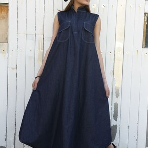 Dark Denim Maxi Dress Kaftan by METAMORPHOZA - Etsy