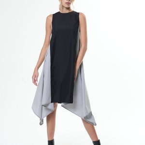 Boho Midi Dress / Loose Fit Dress / Asymmetric Dress / Sleeveless Dress / Summer Dress METD0222