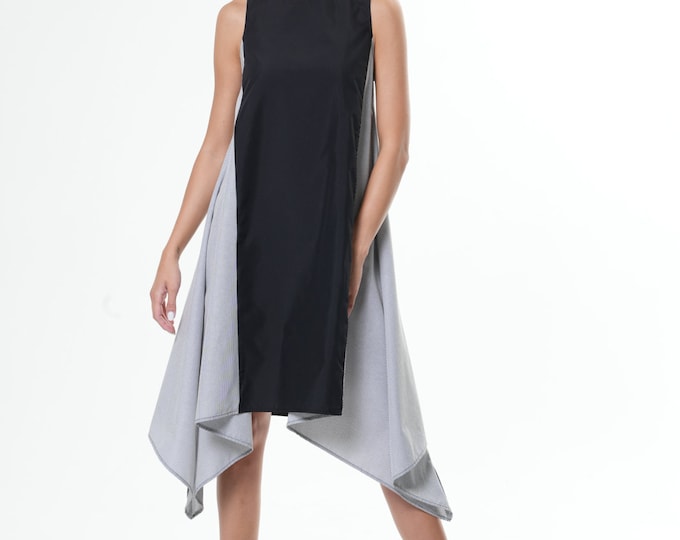 Boho Midi Dress / Loose Fit Dress / Asymmetric Dress / Sleeveless Dress / Summer Dress METD0222