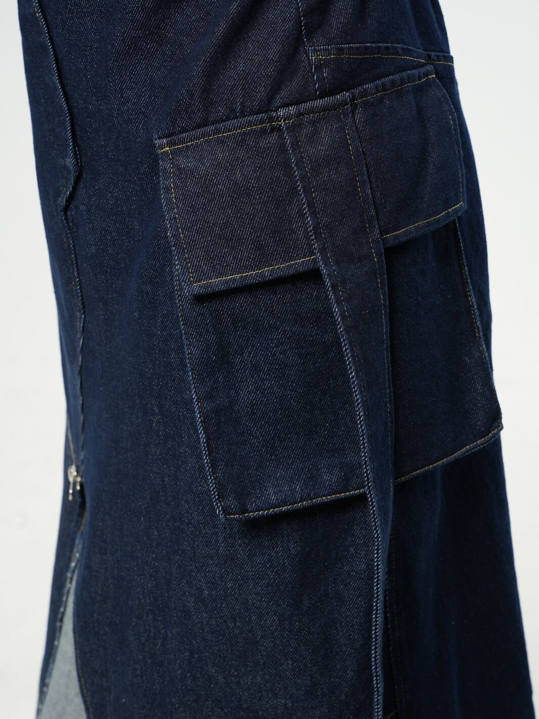Extravagant Denim Skirt / Asymmetric Long Skirt With Zippers Extravagant Denim Skirt / Asymmetric Long Skirt With Zippers