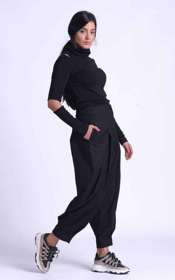 Pantaloni larghi neri / Pantaloni lunghi oversize / Pantaloni | Etsy Italia