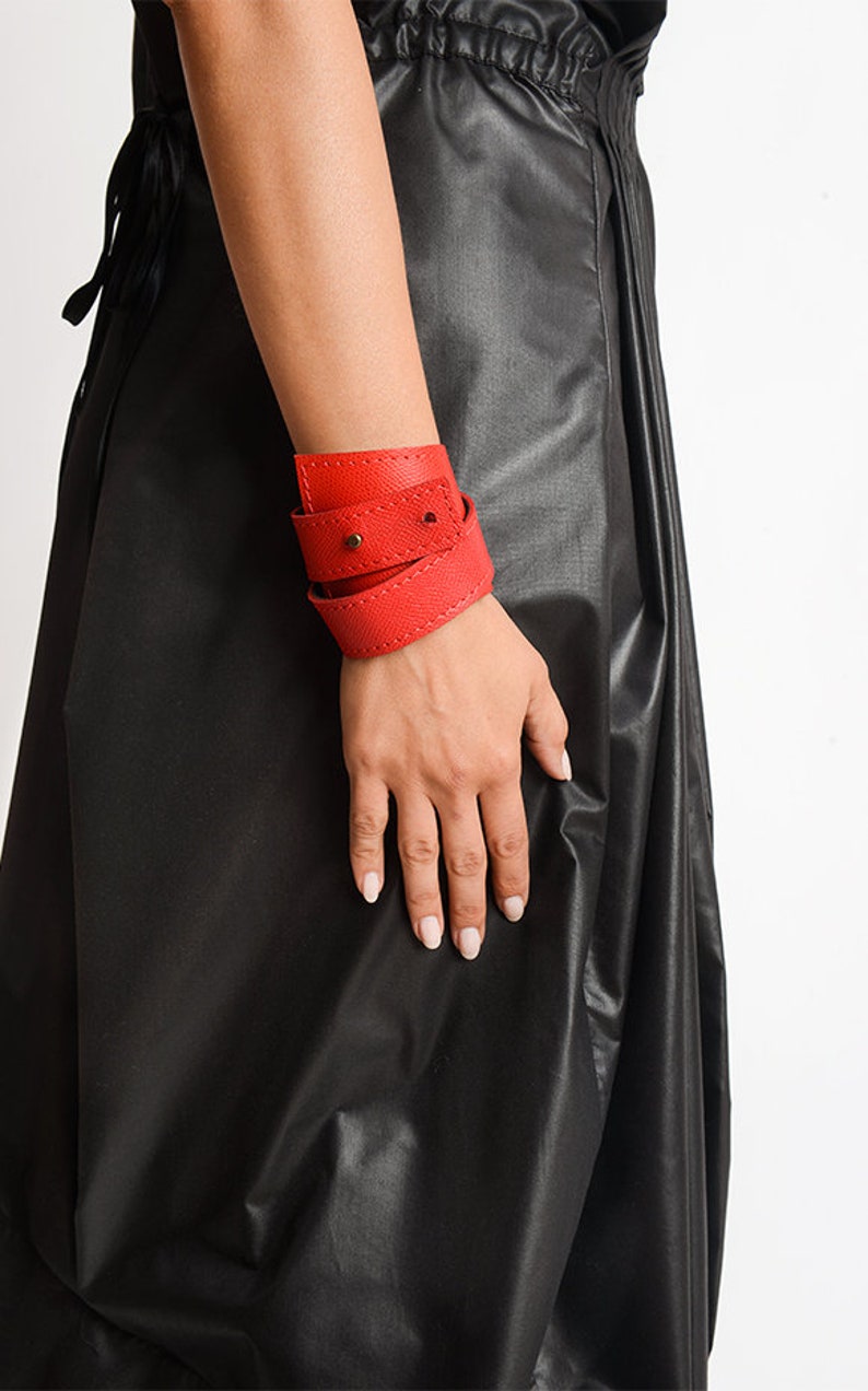 Red Wrap Bracelet/genuine Leather Extravagant Bracelet/red Etsy UK