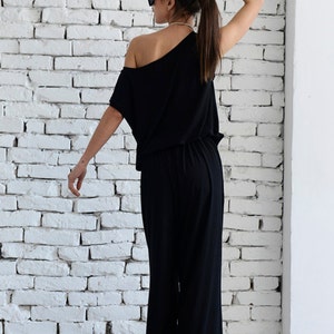 Black Loose Jumpsuit/Long Leg Jumpsuit /Women Black Summer Jumpsuit/Long Spring Black Pants Suit/Oversize Black Jumpsuit METJ0003 image 3