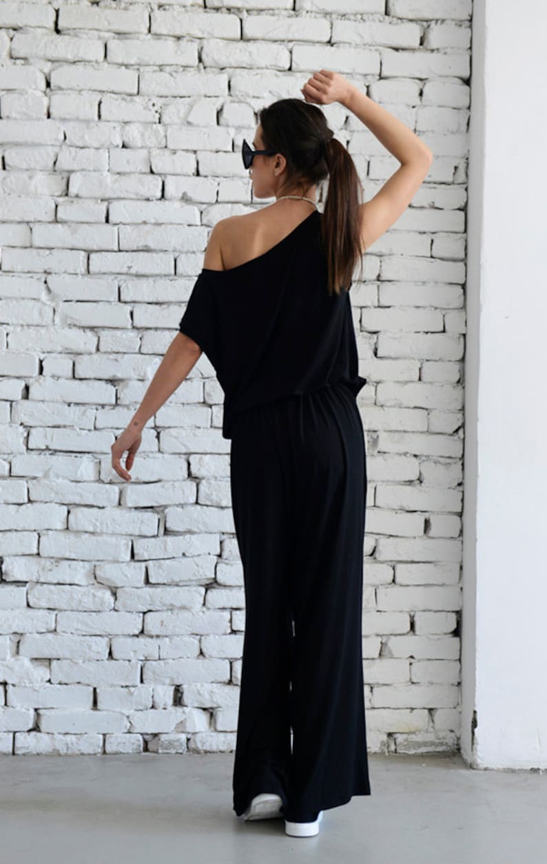 Black Loose Jumpsuit/Long Leg Jumpsuit /Women Black Summer Jumpsuit/Long Spring Black Pants Suit/Oversize Black Jumpsuit METJ0003 image 3