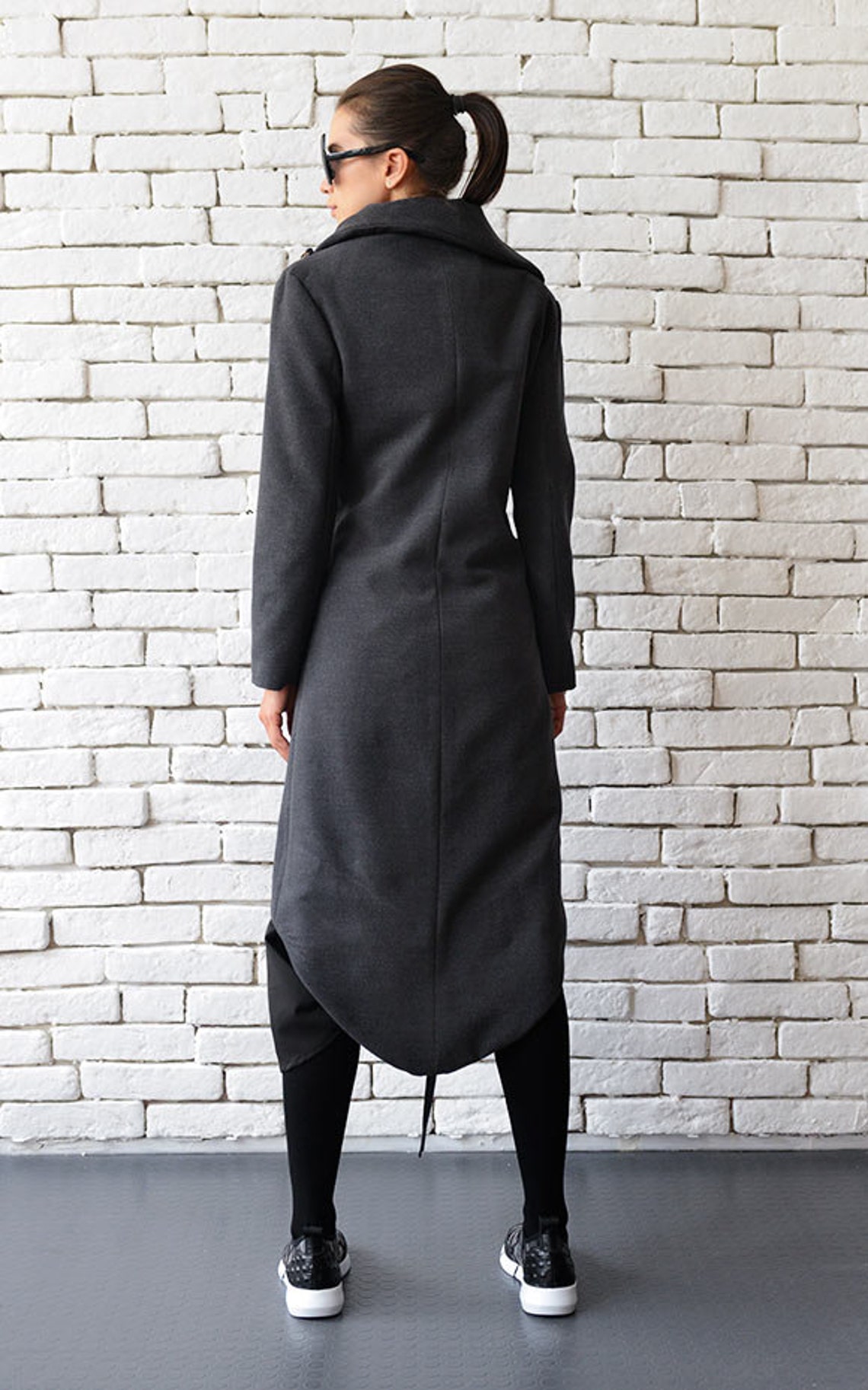 Grey Loose Fit Long Coat