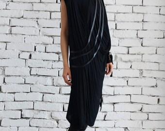 Maxi Dress/ Loose Black Dress/ Dress/ Long Tunic/ Asymmetric / Asymmetric Tunic / Black Asymmetrical Tunic