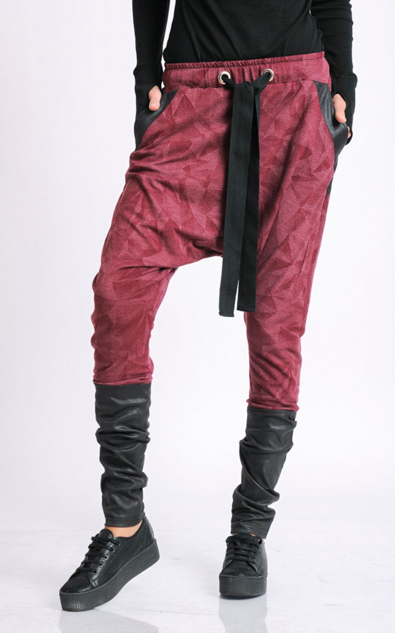 35 OFF Extravagant Drop Crotch Pants/Loose Black and Red Etsy