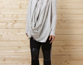Gray Asymmetrical Top / Long Gray Blouse / Gray Tunic /  Asymmetric Gray Tunic/ Tunic / Gray Long Tunic