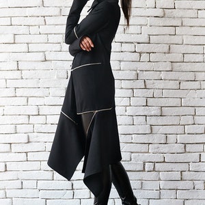 Asymmetrical Jacket / Thumb Hole / Black Jacket / Black Coat / Long Coat / Extravagant Coat / Post Apocalyptic / Steampunk Clothing Women image 7