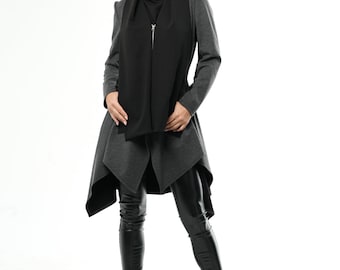 Asymmetrical Coat / Avant Garde Clothing / Asymmetrical Jacket / Scarf Coat / Fitted Blazer / Birthday Gift / Futuristic Coat