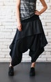 Black Asymmetric Skirt Pants/Drop Crotch Loose Pants/Extravagant Linen Trousers/Black Gypsy Pants/Linen Maxi Pants METP0042 