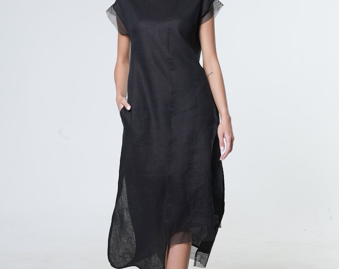 NEW Unique Formal Dress / Summer Linen Dress / Elegant Linen Dress / Black Linen Dress / Modest Formal Dress / Loose Linen Dress / Dress