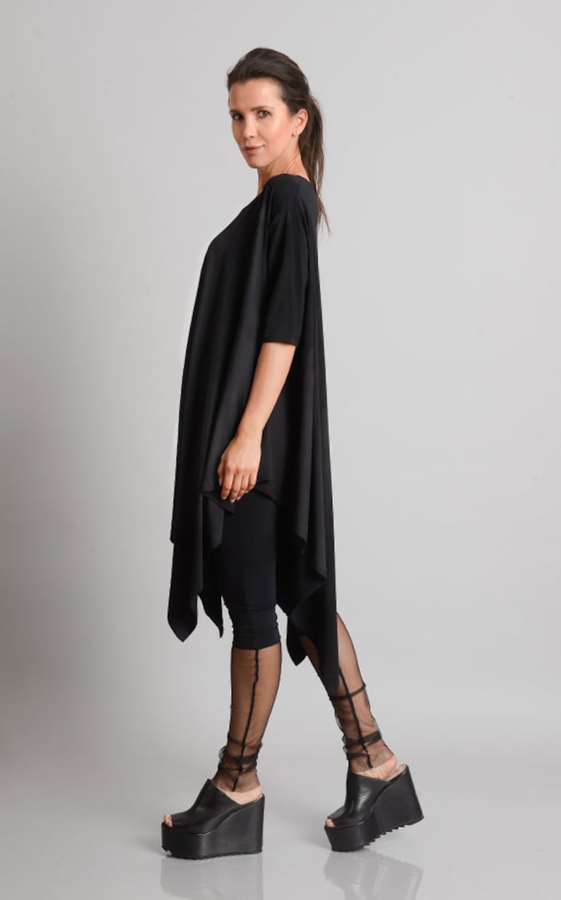 SALE Black Maxi TunicAsymmetric Loose TopCasual Everyday TunicMaxi Black TunicPlus Size Maxi TunicOversize Loose ShirtBlack Long Top