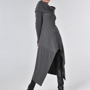 Asymmetrical Knitted Tunic / Long Loose Tunic In Gray / Extravagant Tunic Top / Tunic Dress / Soft Knitted Dress / METT0056