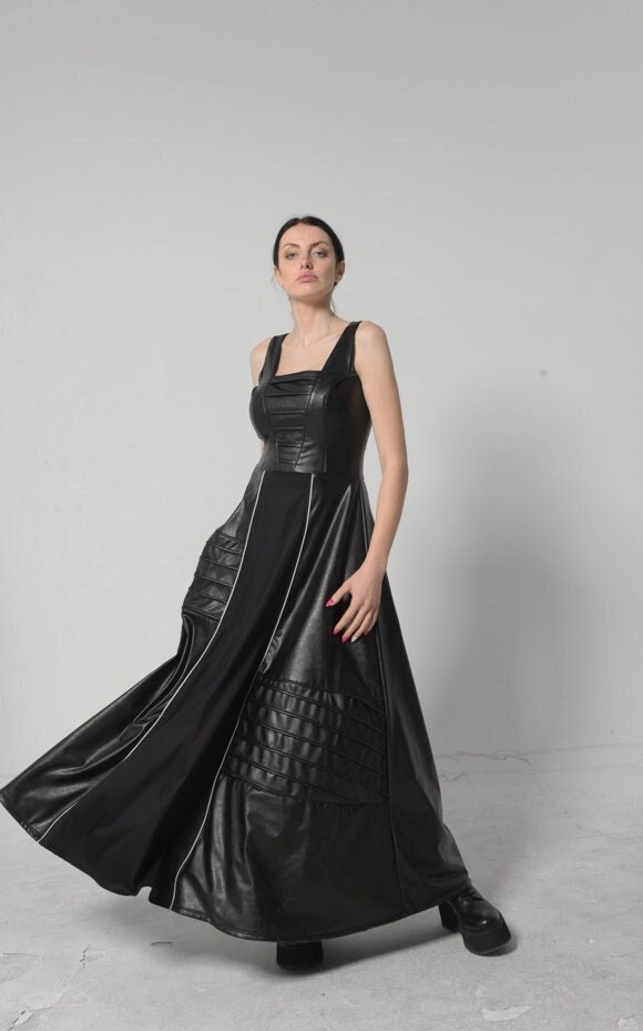 leather maxi dress