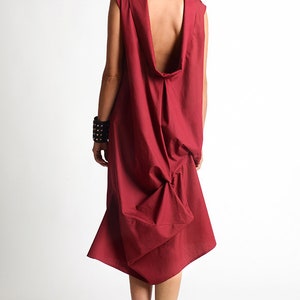 Burgundy Loose Asymmetric Dress/Open Back Tunic image 7
