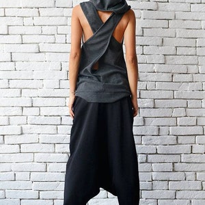 Extravagant Black Pants/Loose Casual Pants/Comfortable Drop Crotch Pants/Oversize Harem Pants/Wide Leg Hippie Pants METP0026 image 5